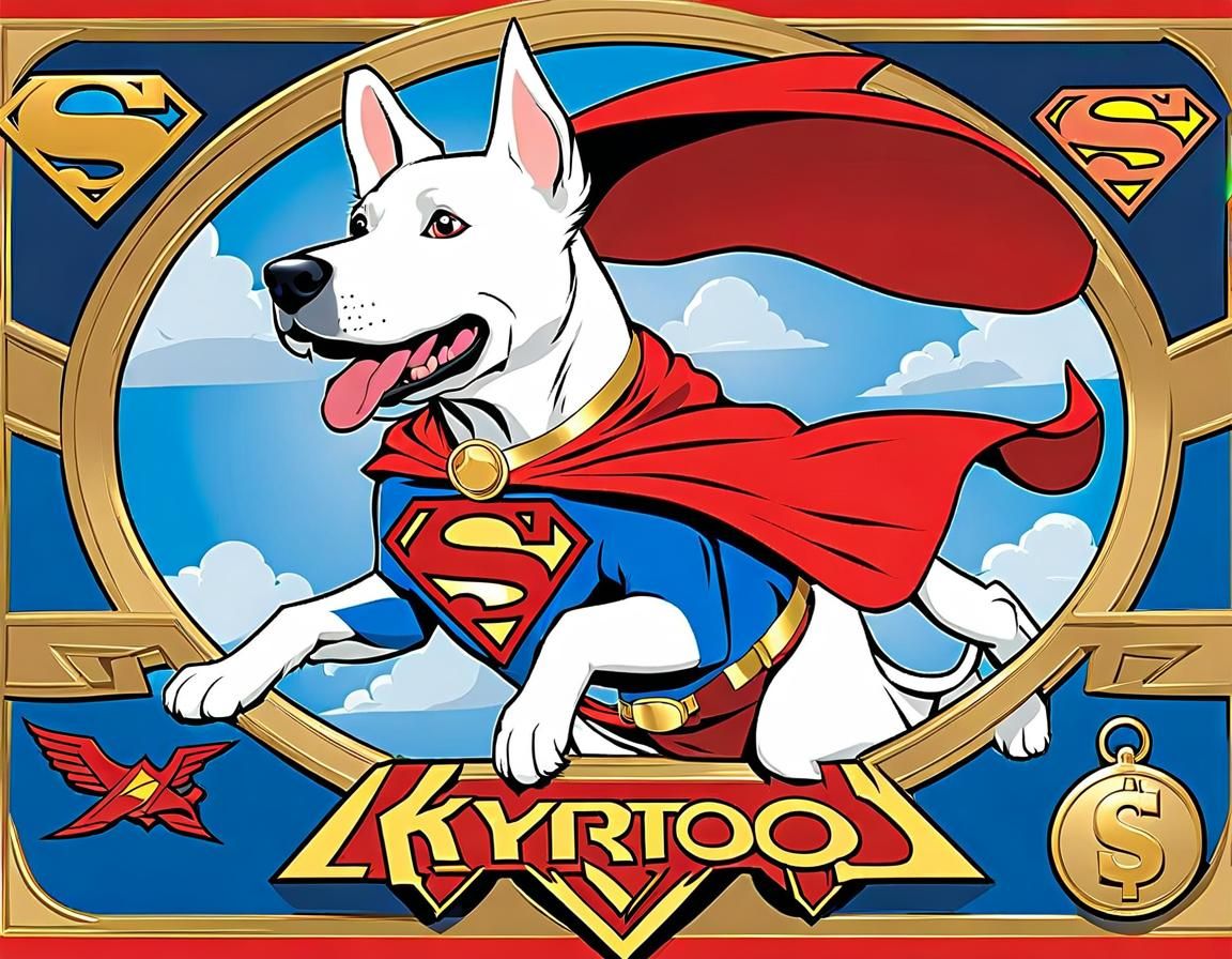 Krypto the Superdog Flying, Hyperrealistic Comic Art