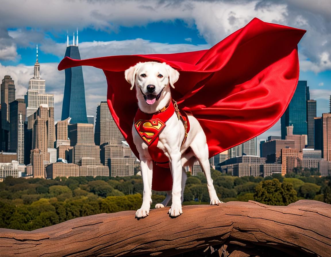 Krypto the Superdog Soaring in the Sky as Comic Book Art