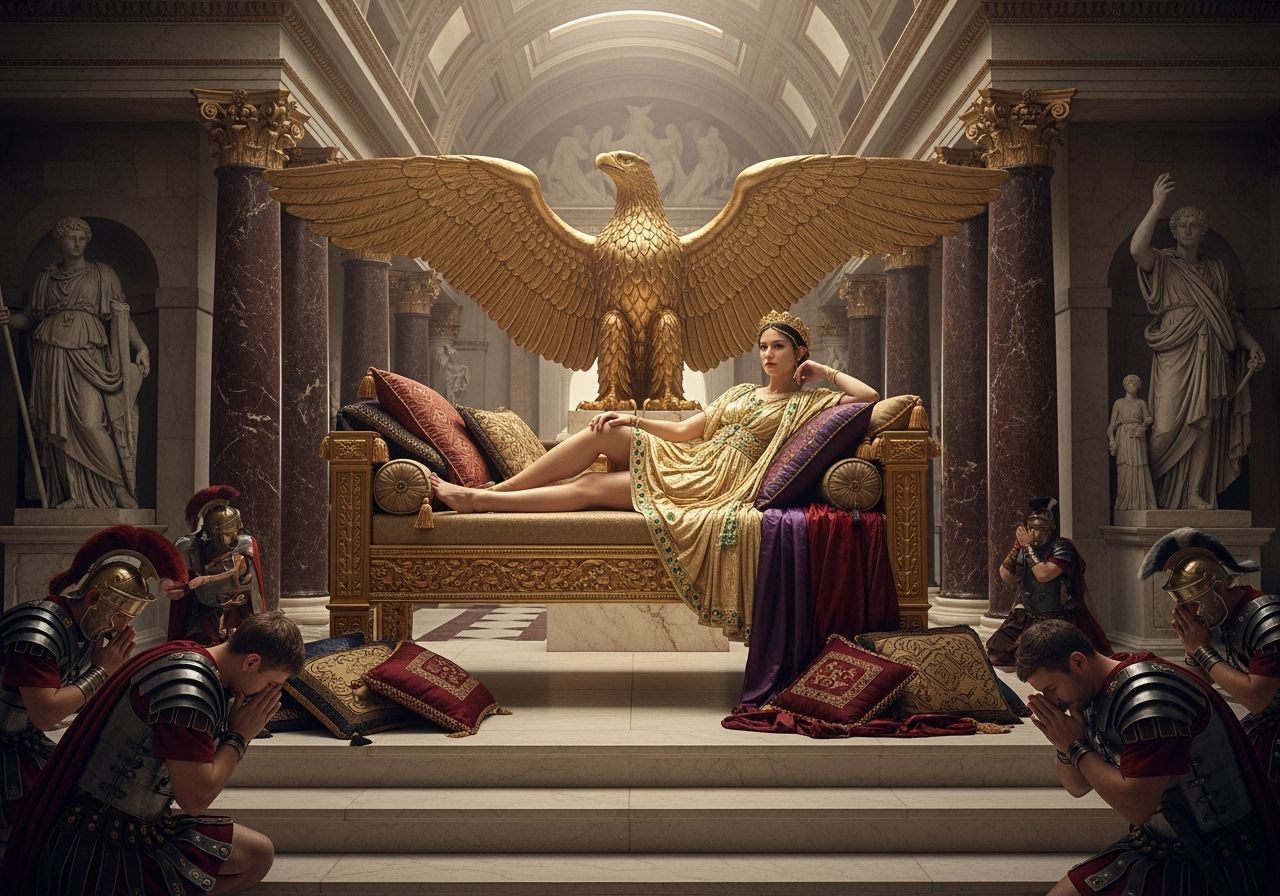 Empress Messalina on Gold Chaise Lounge in Throne Room