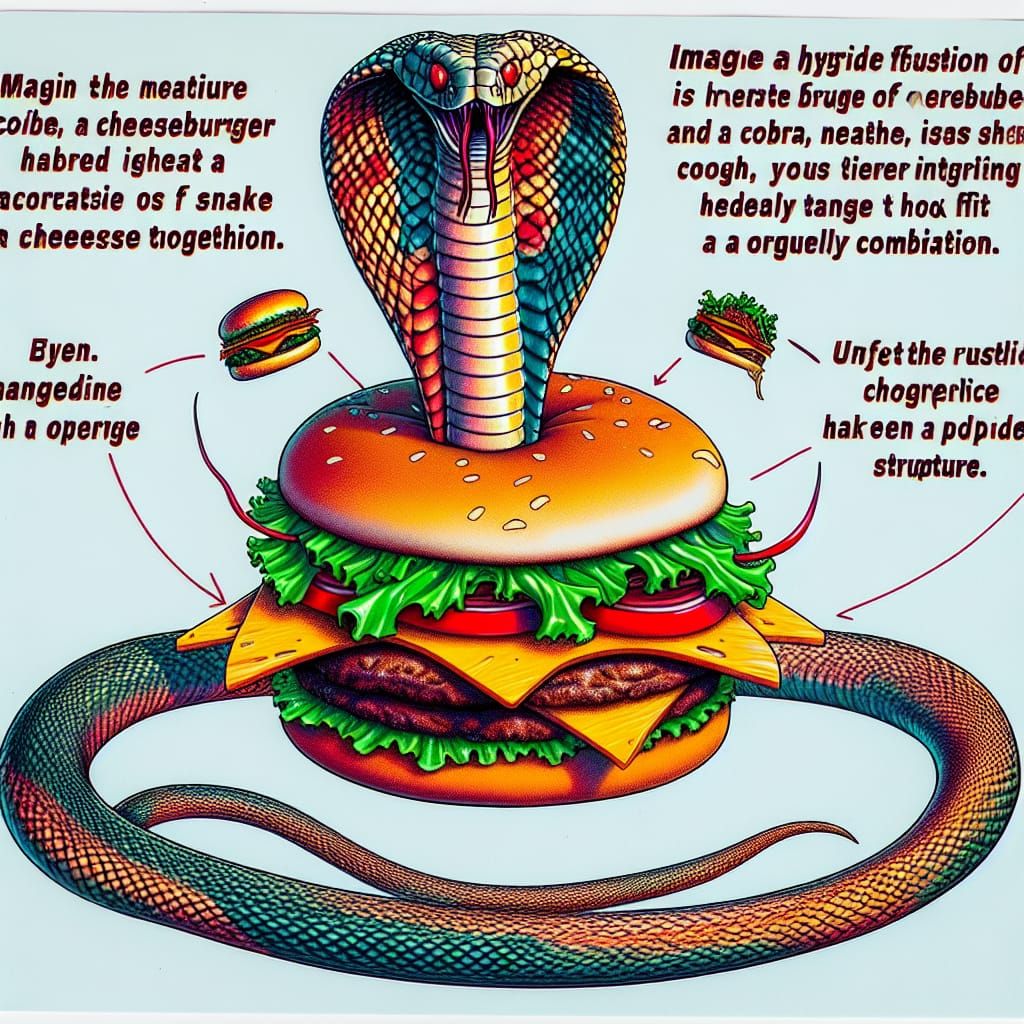 Psychedelic Snakeburger: Cobra and Cheeseburger Fusion