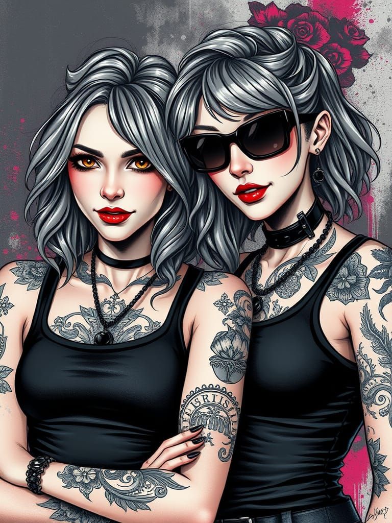 Gothic Punk Women in Dramatic, Hyperrealistic Style