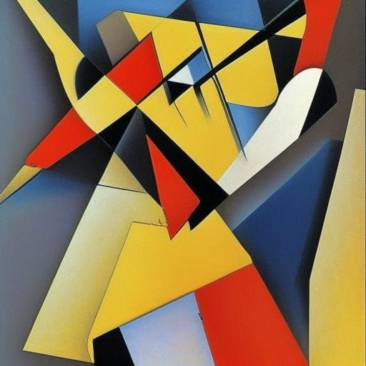 Abstract Cubist Jazz Music Painting