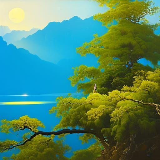 Lao Tzu in Epic Landscape, James Gurney Oil Painting