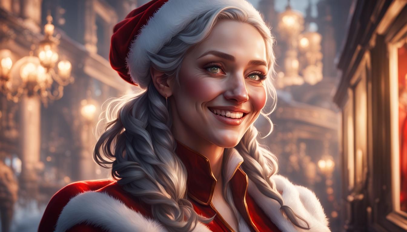 Young Mrs. Claus Portrait in Art Nouveau Style