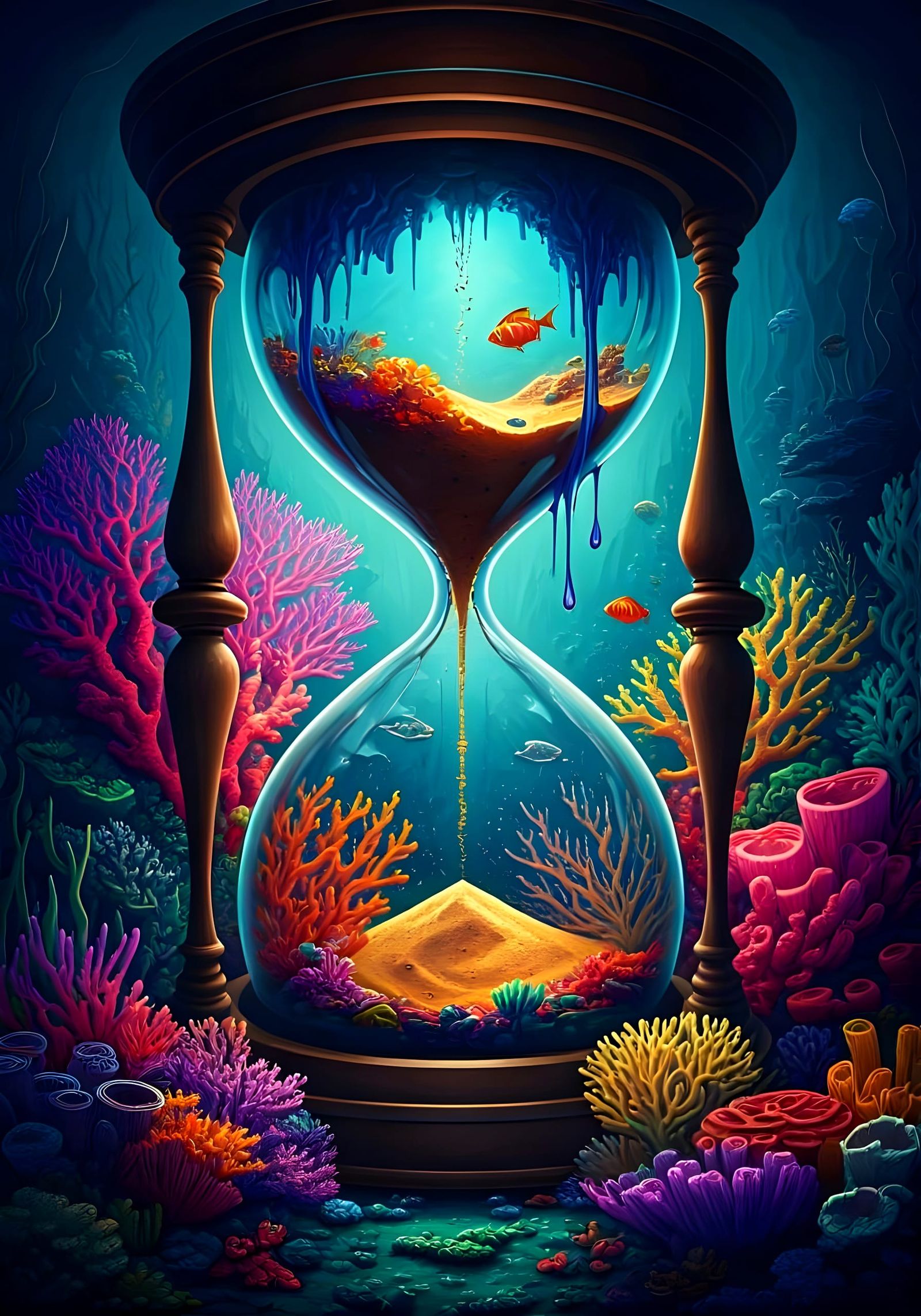 Hourglass Reef with Stained Glass Fish