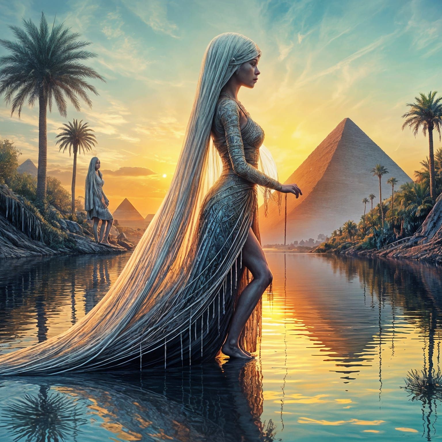 Woman in Ancient Egyptian Landscape