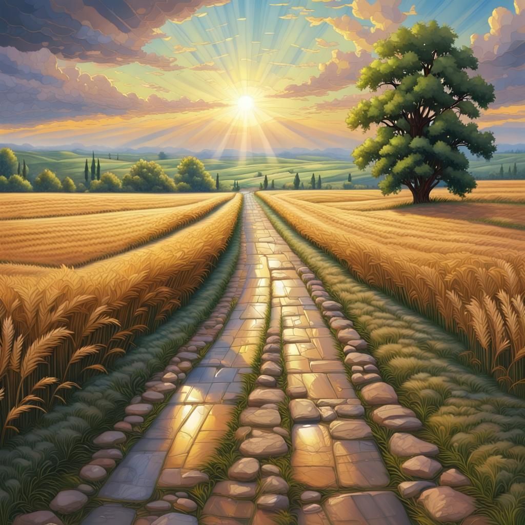 A picture of a stone road