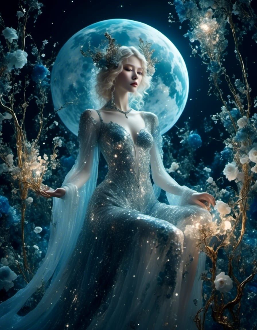 Cyberpunk Moonlight: Desires Shimmer in the Night