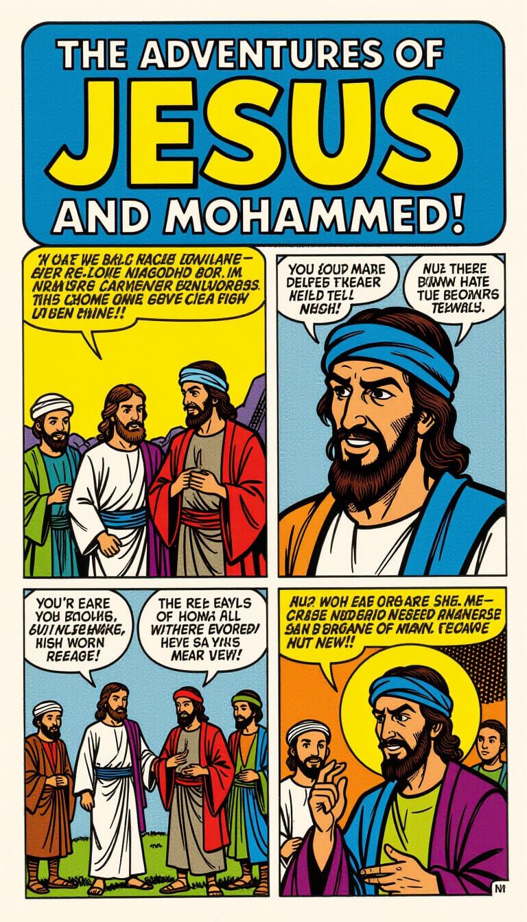 Jesus and Mohammed Comic Book Cover Concept