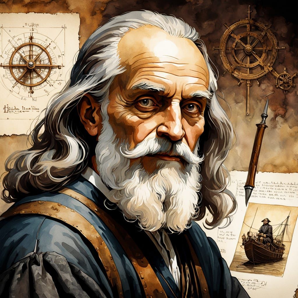 Leonardo Da Vinci Masterpiece in Watercolor