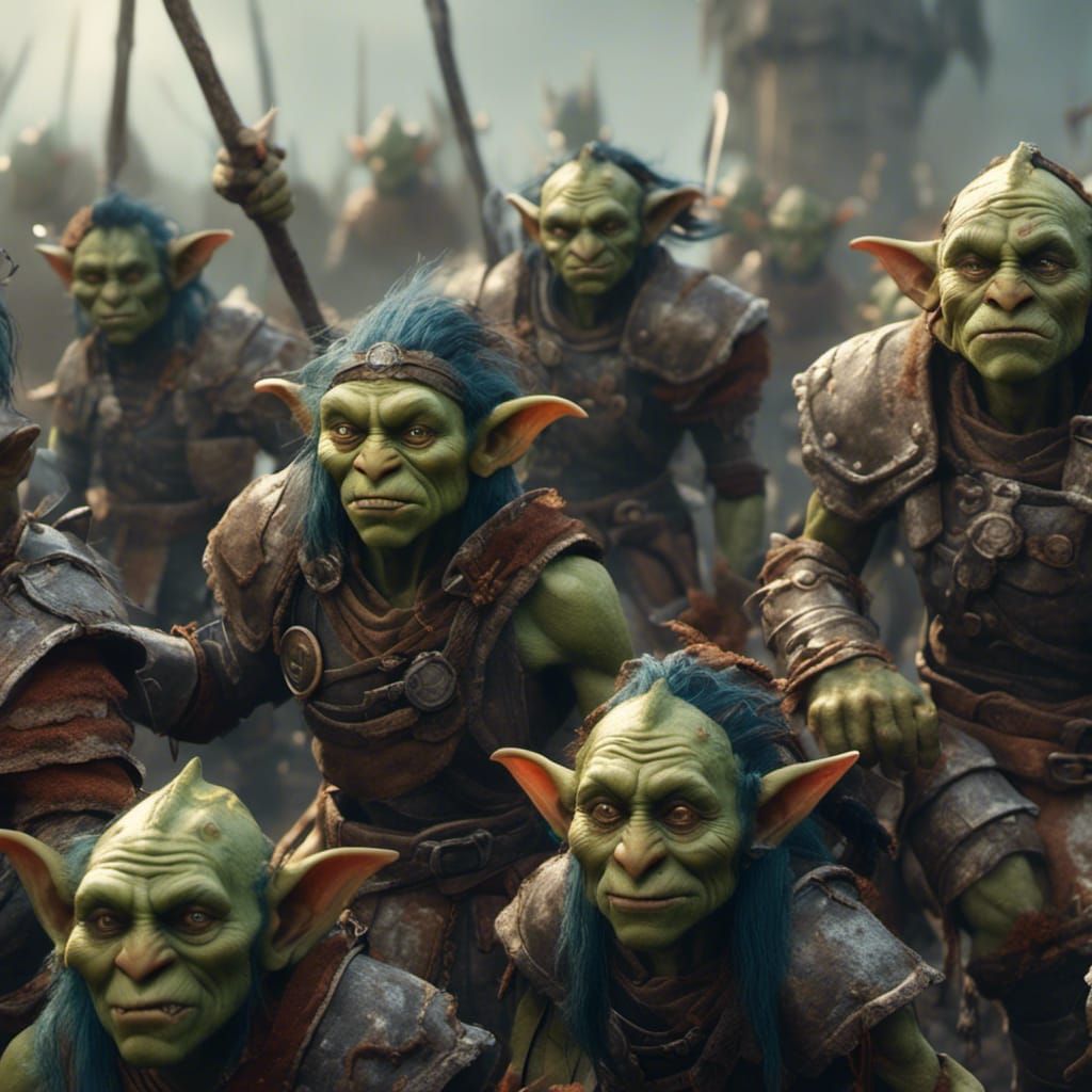 Realistic Goblin Warriors in Soft Focus Photo