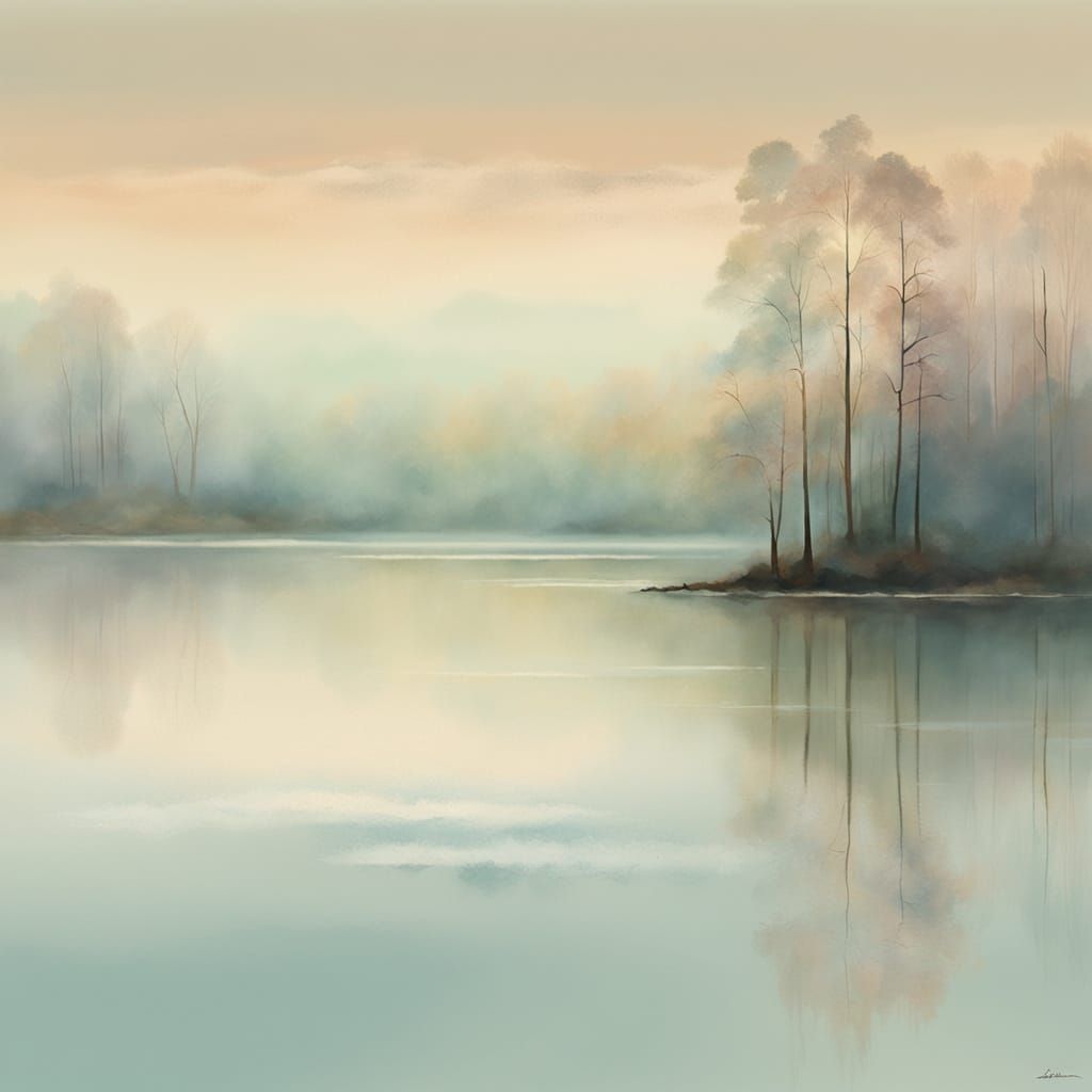 Peaceful Landscape Dissolving into Soft Colors