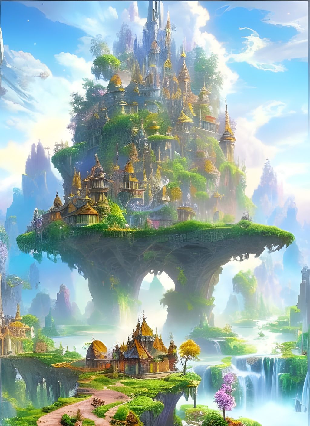Gemstone Houses in a Colorful Fantasy Realm