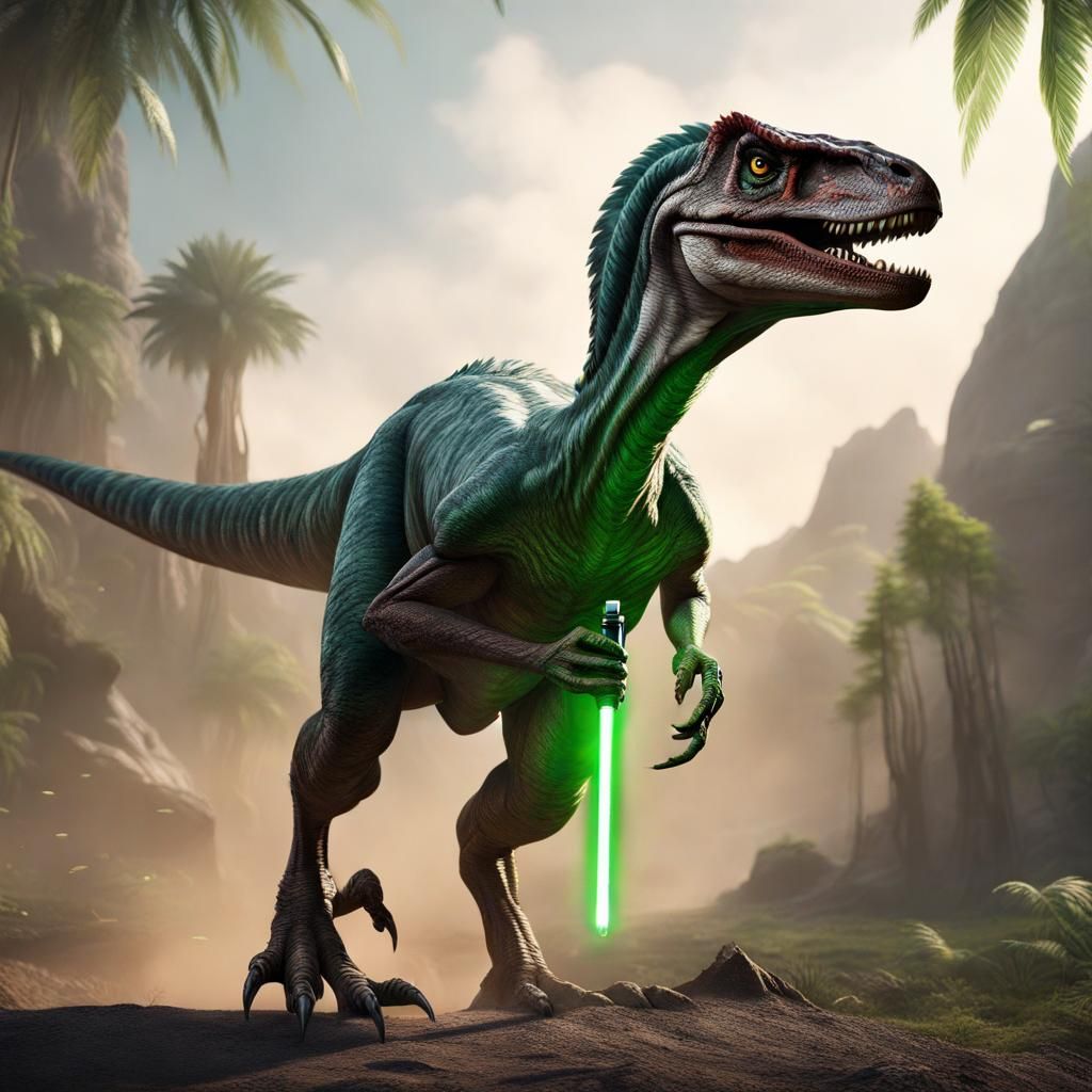 Velociraptor Wields Lightsaber in Detailed Concept Art