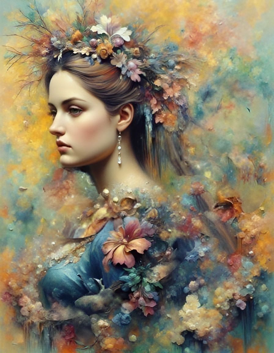 Golden Leaf Dust Woman Portrait