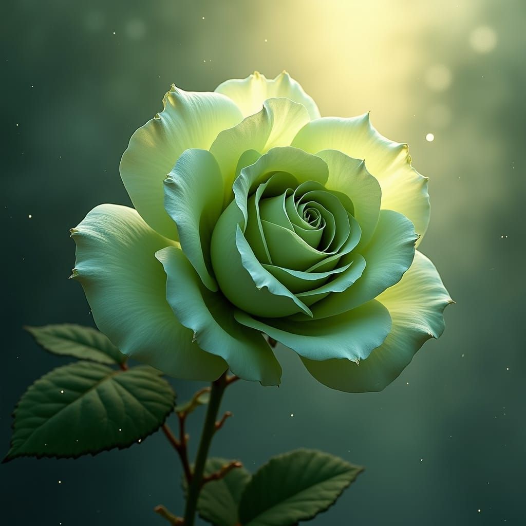 Mystical Green Rose Bouquet in Dreamlike Aura