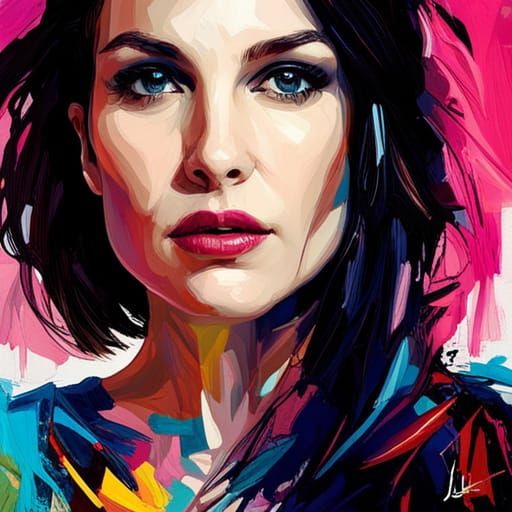 Detailed Portrait Painting with Colorful Background