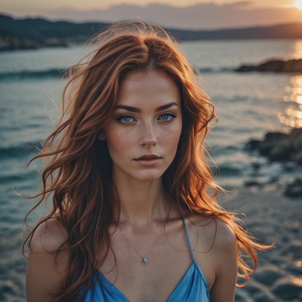 Sensual Redhead at Sunset: A Charming Nude Portrait