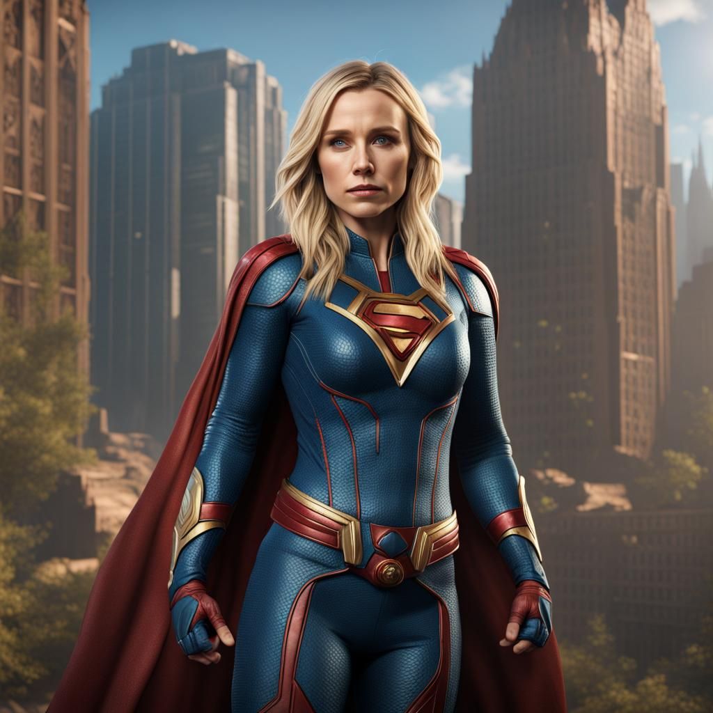 Kristen Bell as Superhero: Detailed Digital Art