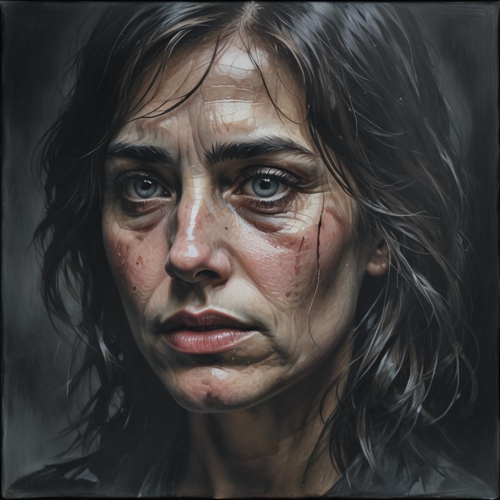 Sad Woman Portrait in Moody Dark Shadows