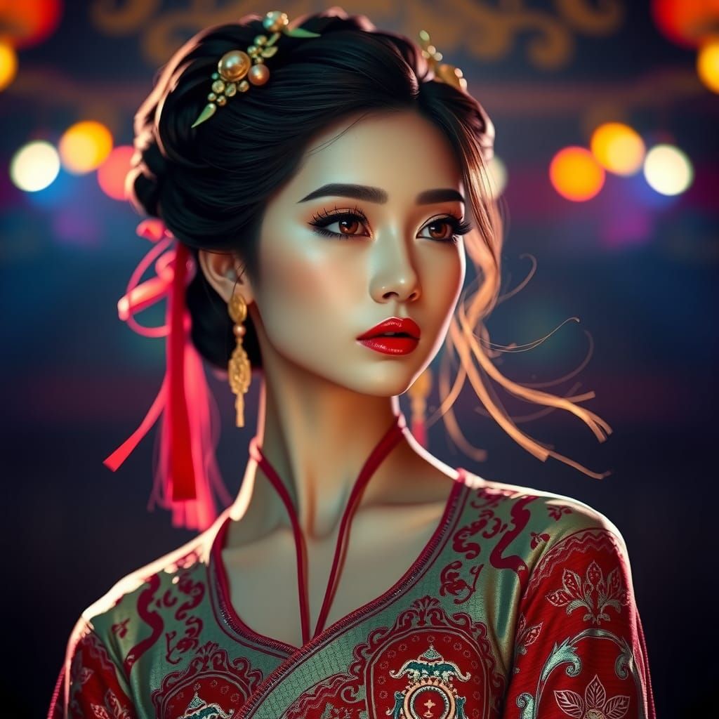 Asian Model Portrait in Ornate Attire