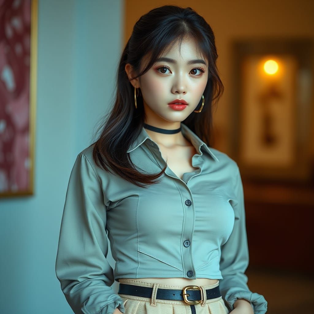 Hyperrealistic Portrait of K-Pop Idol in Skirt