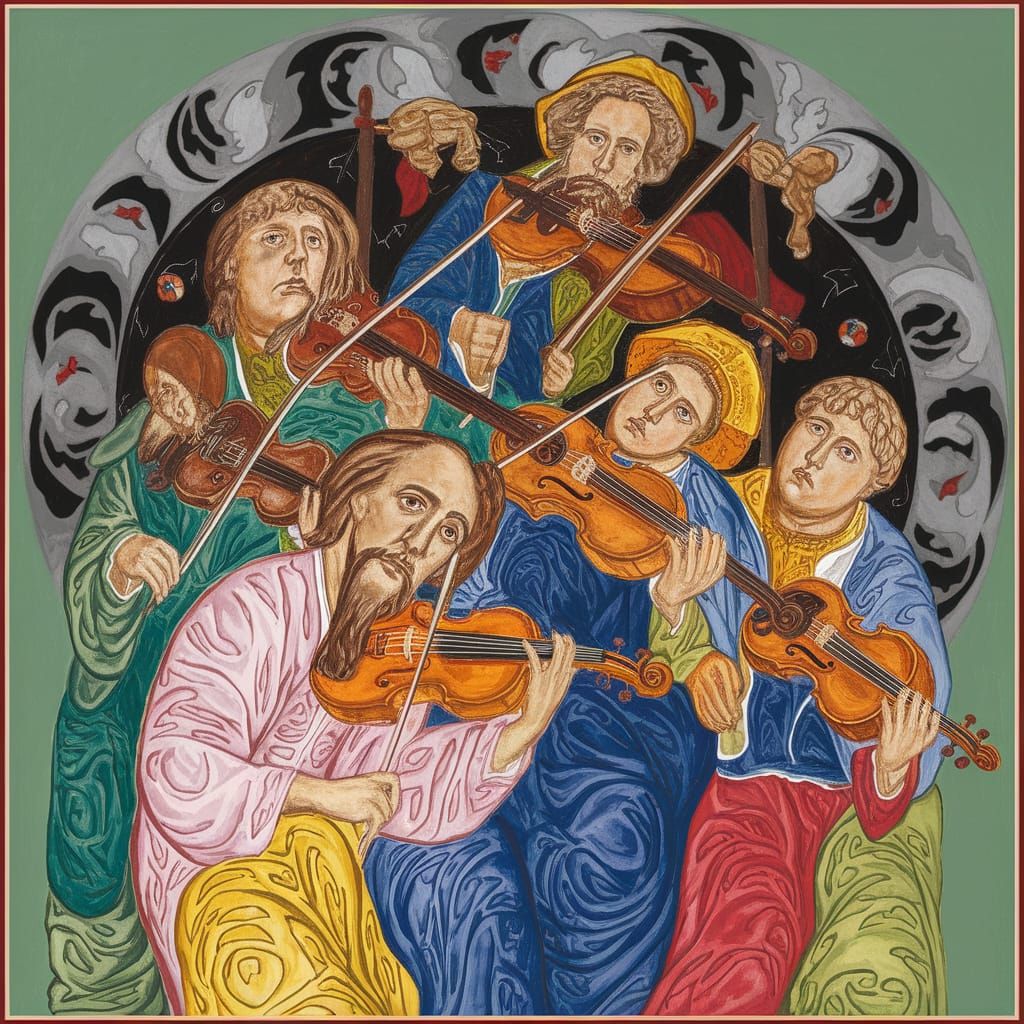 Musician Tsar with Fiery Head, Expressive Style