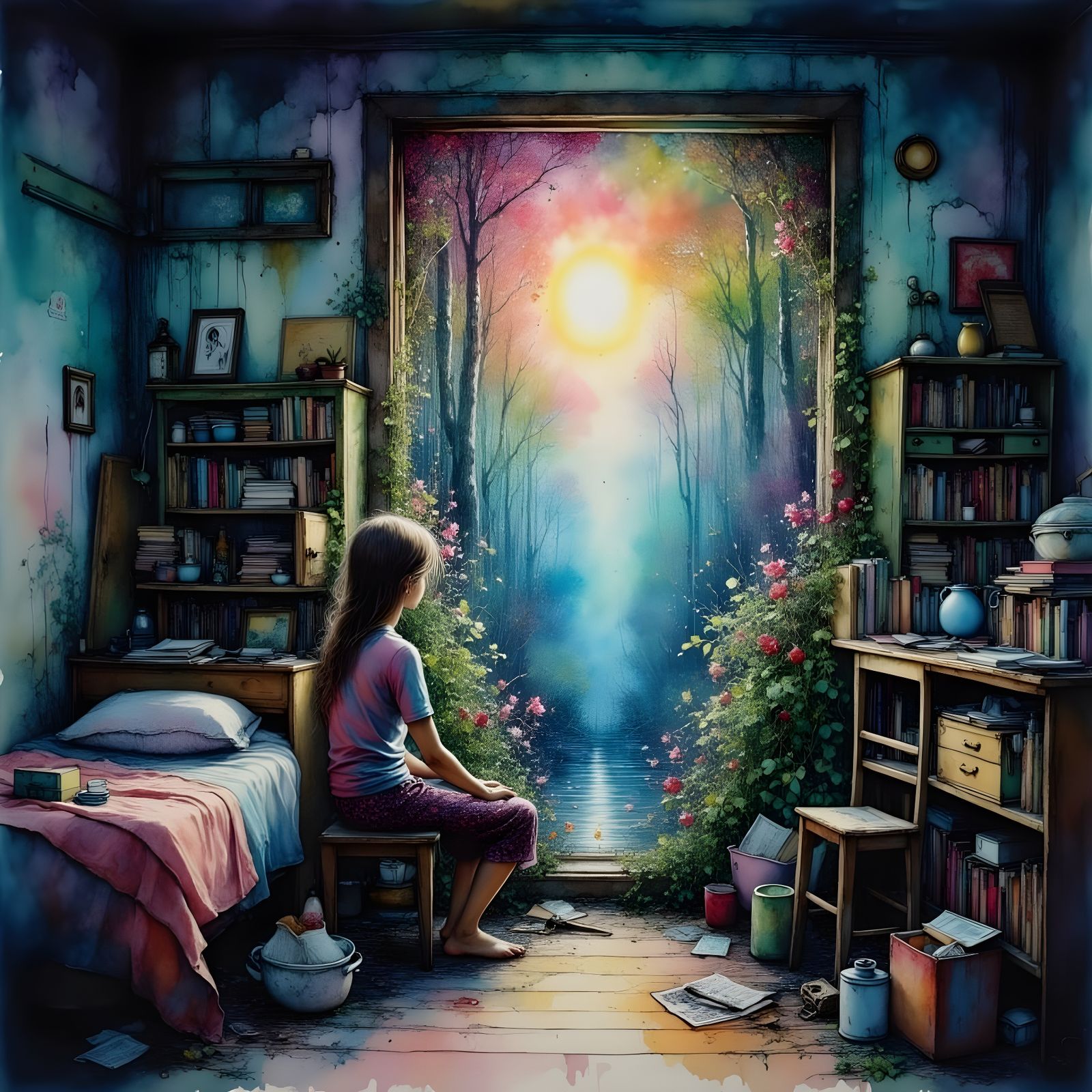 Hyperrealist Portraits of Mythical Forests in Liquid Ink