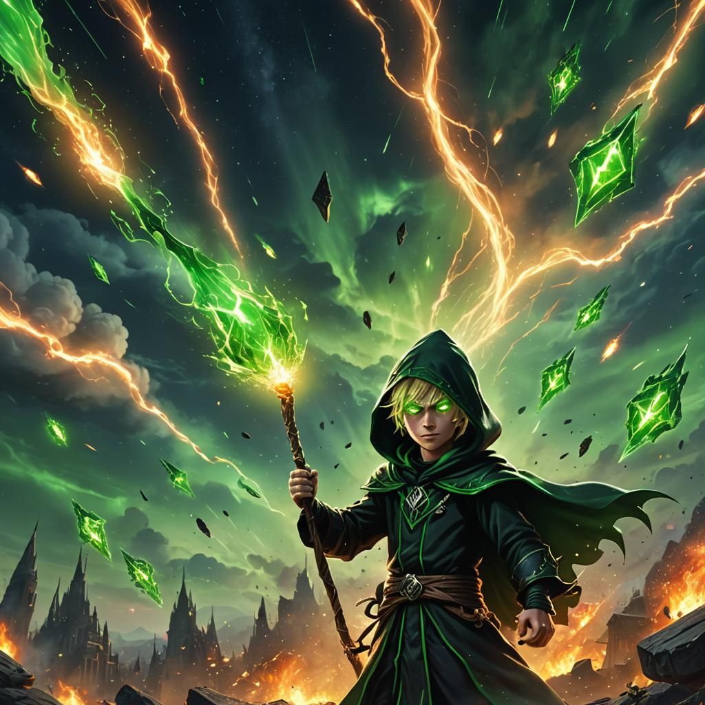 Evil Kid Warlock Casting Fiery Meteors