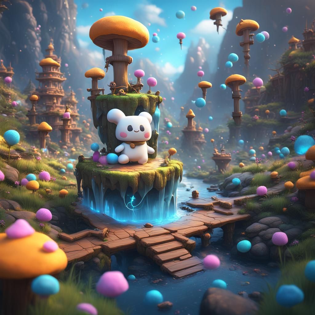 Cute Marshmello Character in Detailed Matte Painting