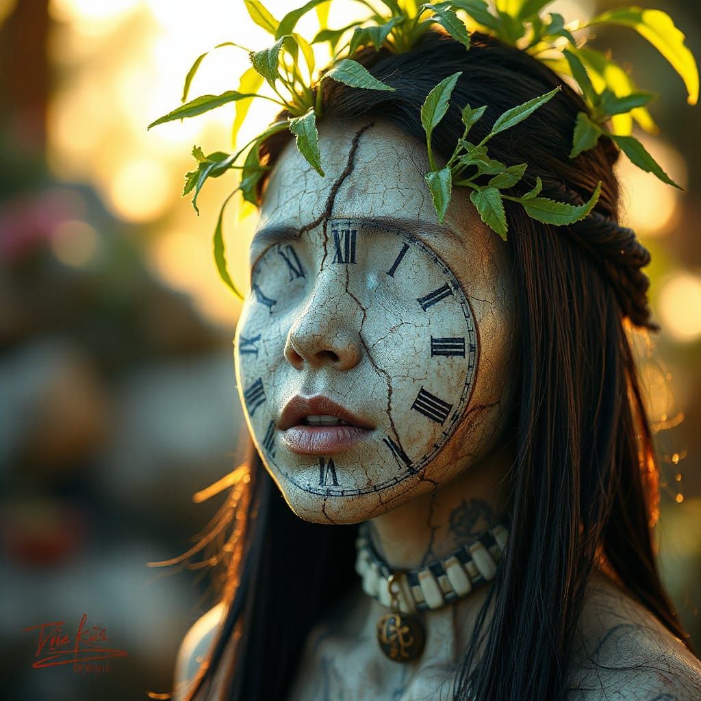 Clockwork Figure in Lush Dreamscape: Surreal Digital Art