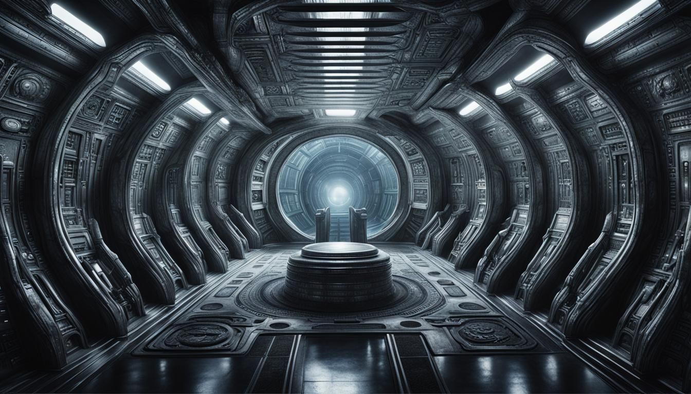 Alien Spaceship Interior in H.R. Giger Style
