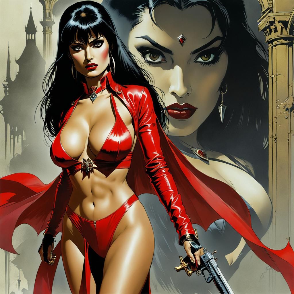 Vampirella Comic Book Cover Art in Mixed Styles