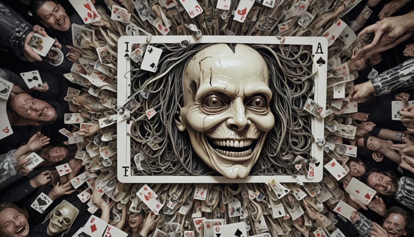 Surreal Glitch Art: Playing Card in a Neon Nightclub