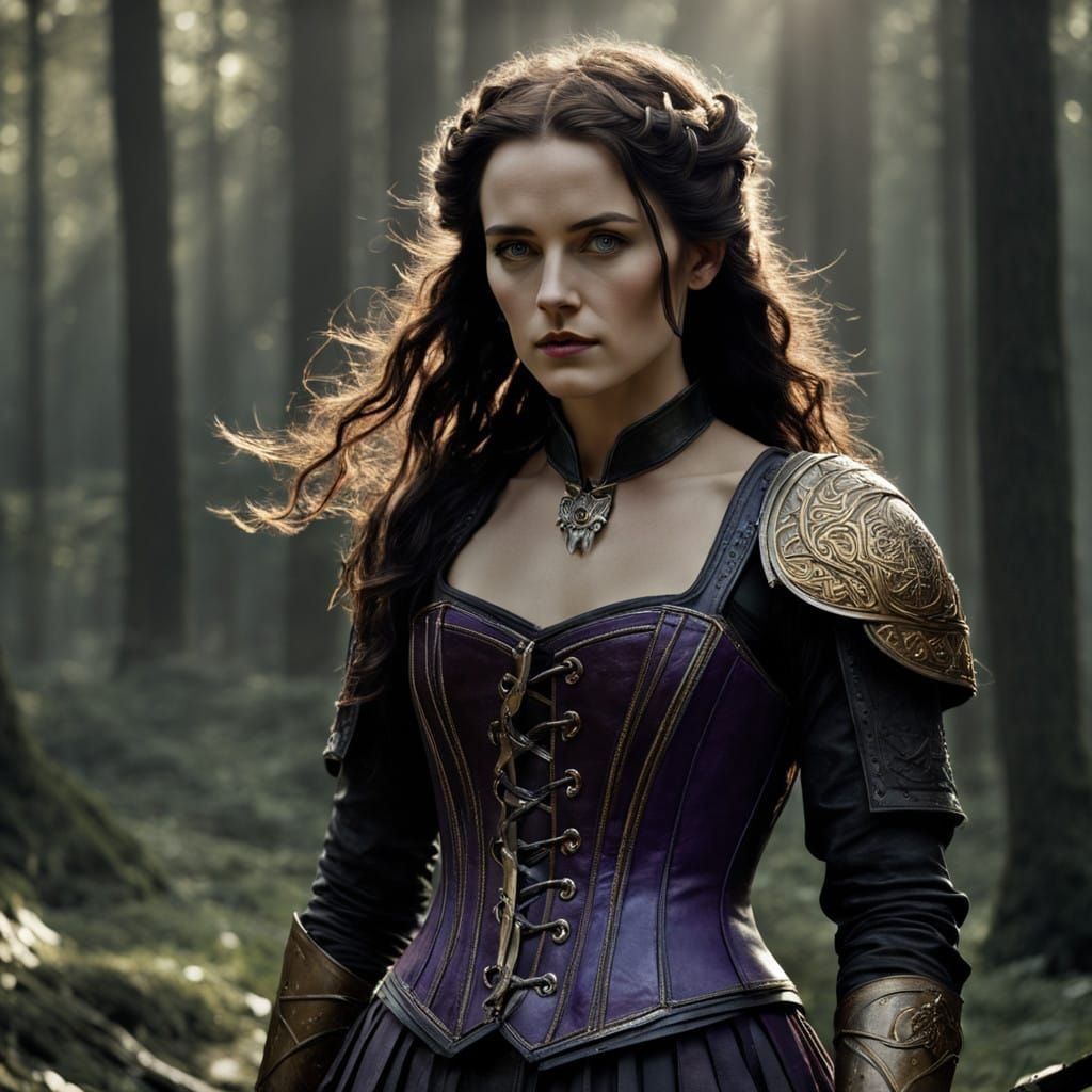 Regal Celtic Warrior Woman in Traditional Garb