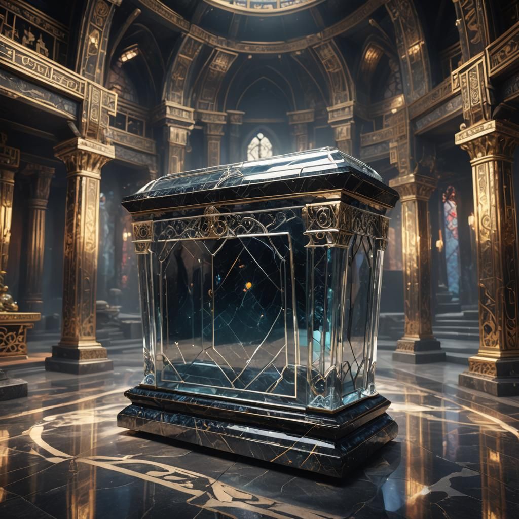 Glass Coffin with Marble Etchings in Temple