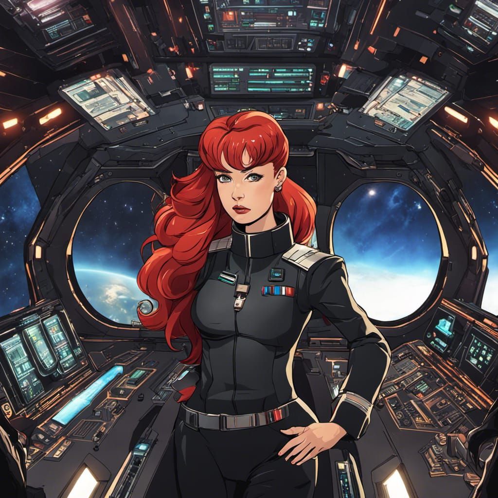 Female Admiral Commands Spaceship in Space Battle