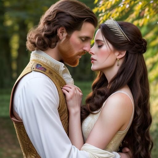 Sensual Royal Couple Embrace: Regency Romance Art