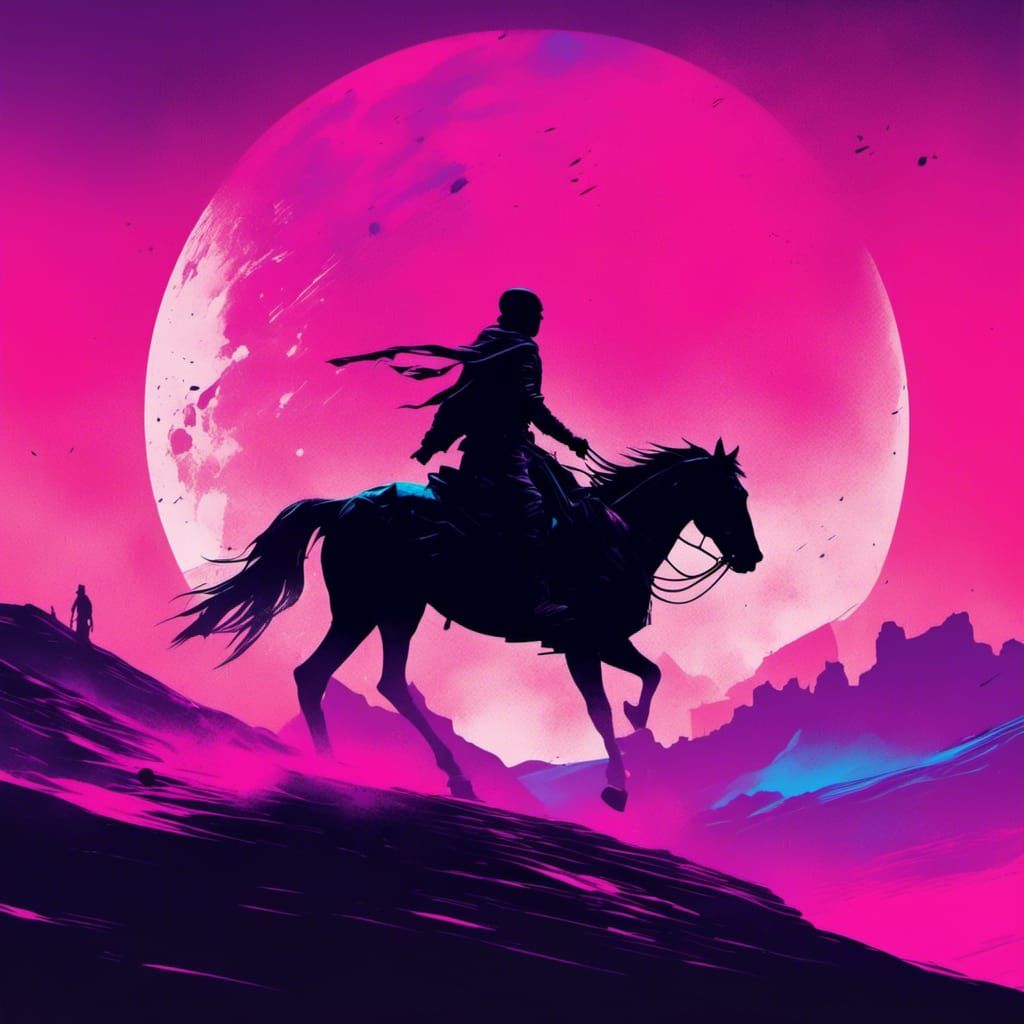 Cyberpunk Desert Rider Silhouette Book Cover