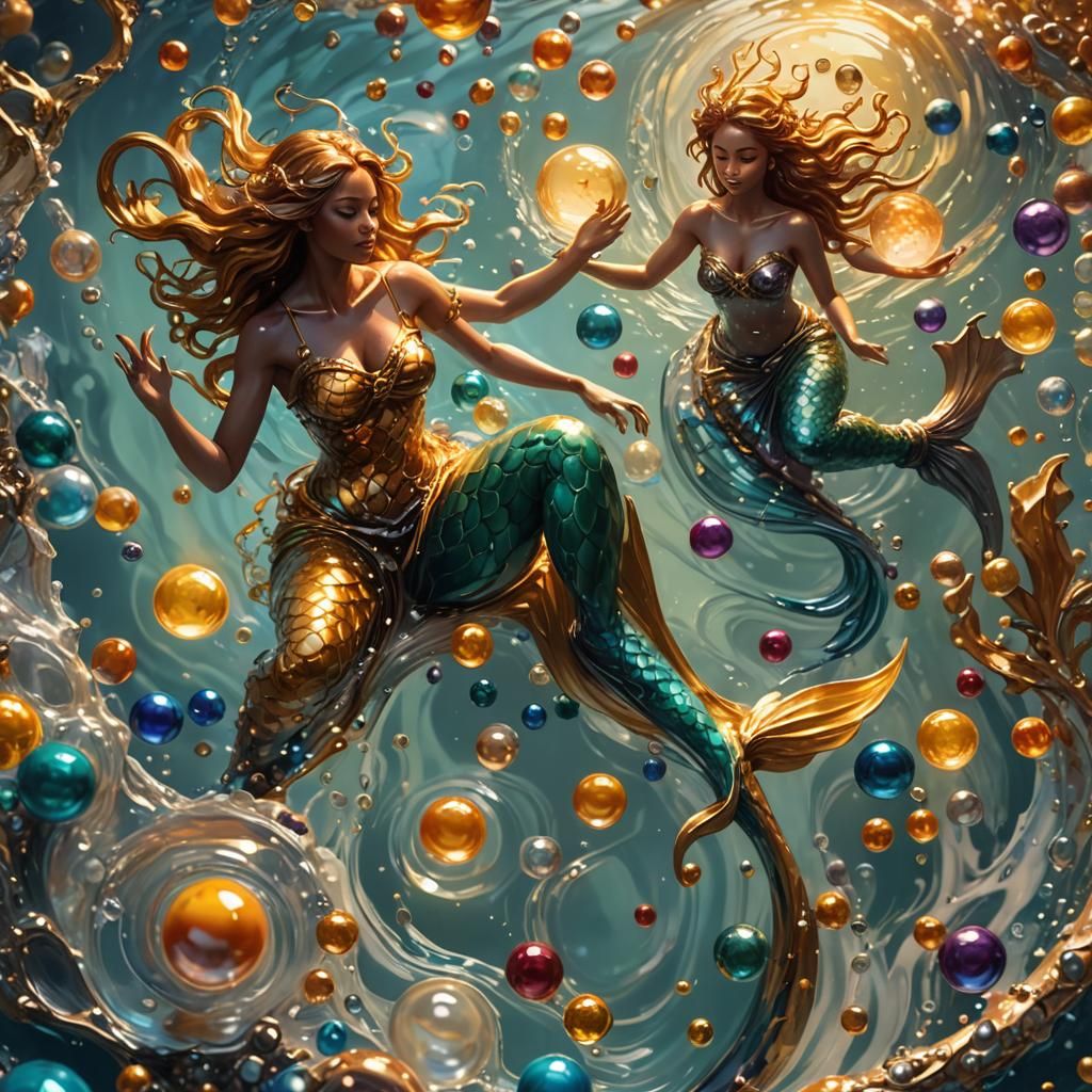 Mermaids with Marbles and Wax Art, Splash Art