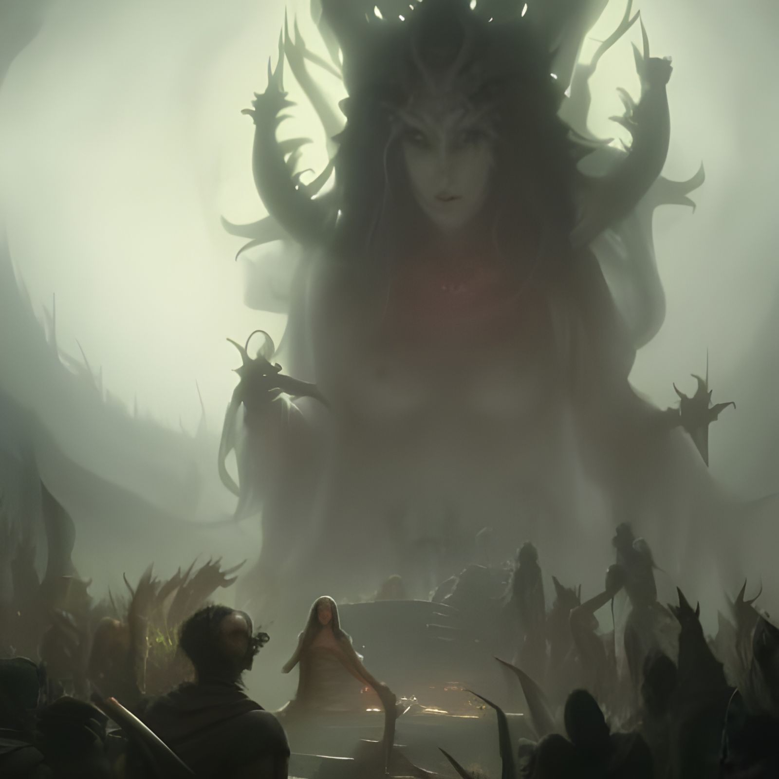 Dark Angel of Beauty in a Dark Fantasy Art