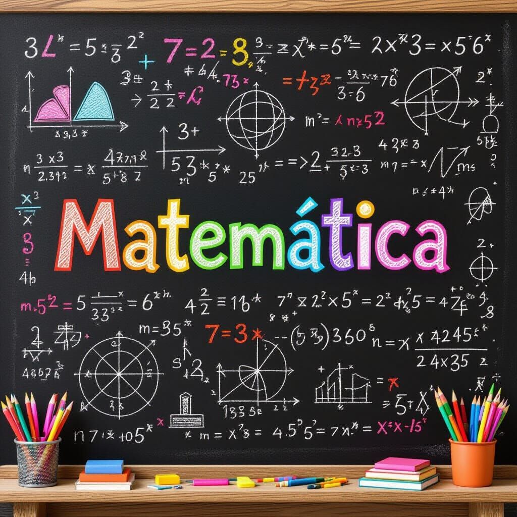 Colorful Chalkboard of Mathematical Diagrams in Anime Art