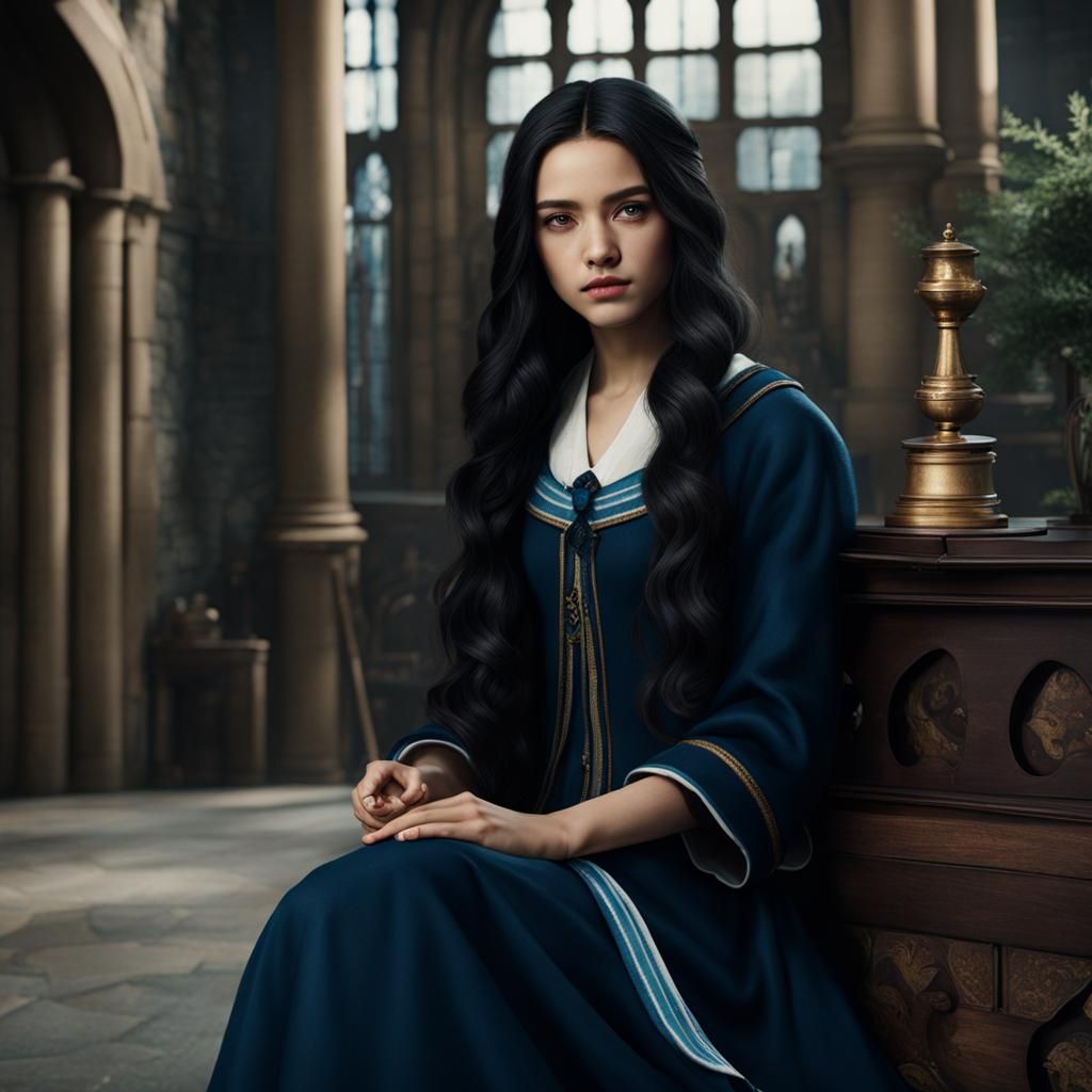 Ravenclaw Student with Long Black Hair