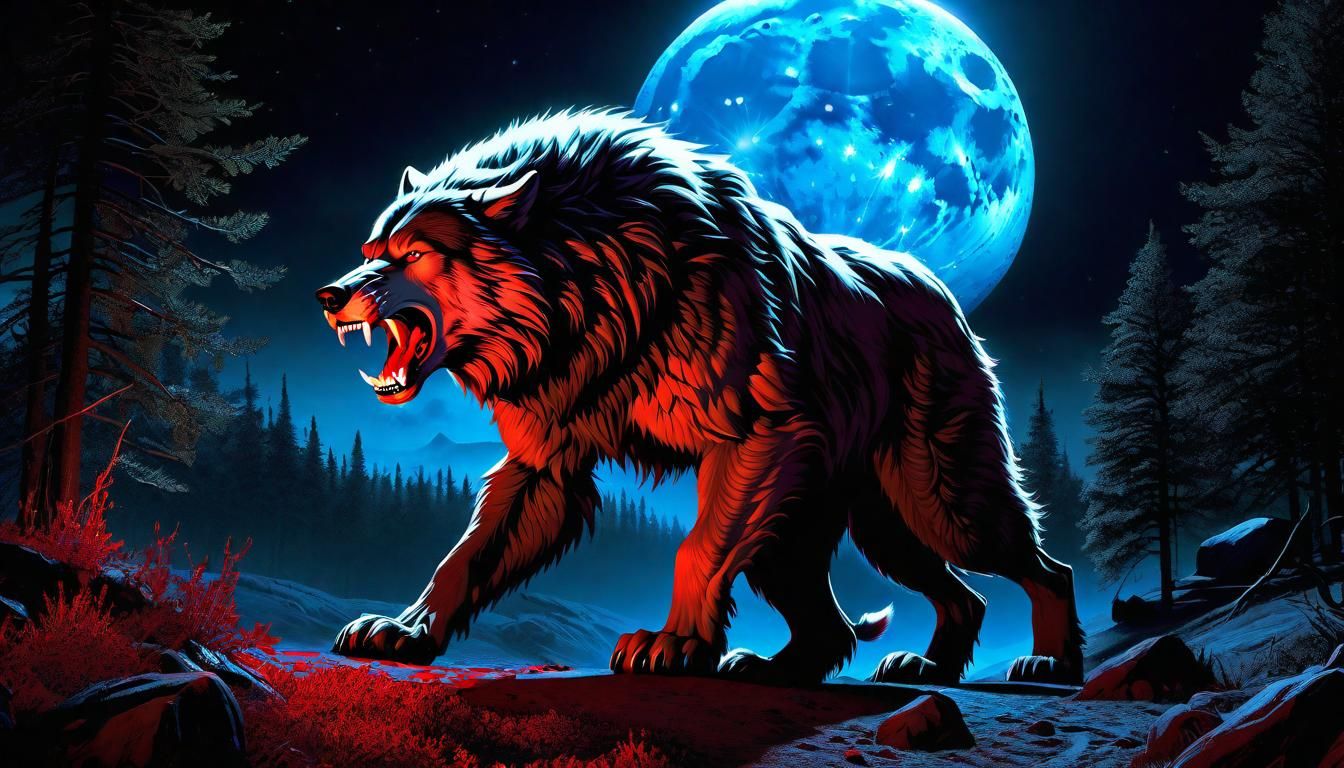 Werewolf Roaming at Night: A Dark Fantasy Digital Painting
