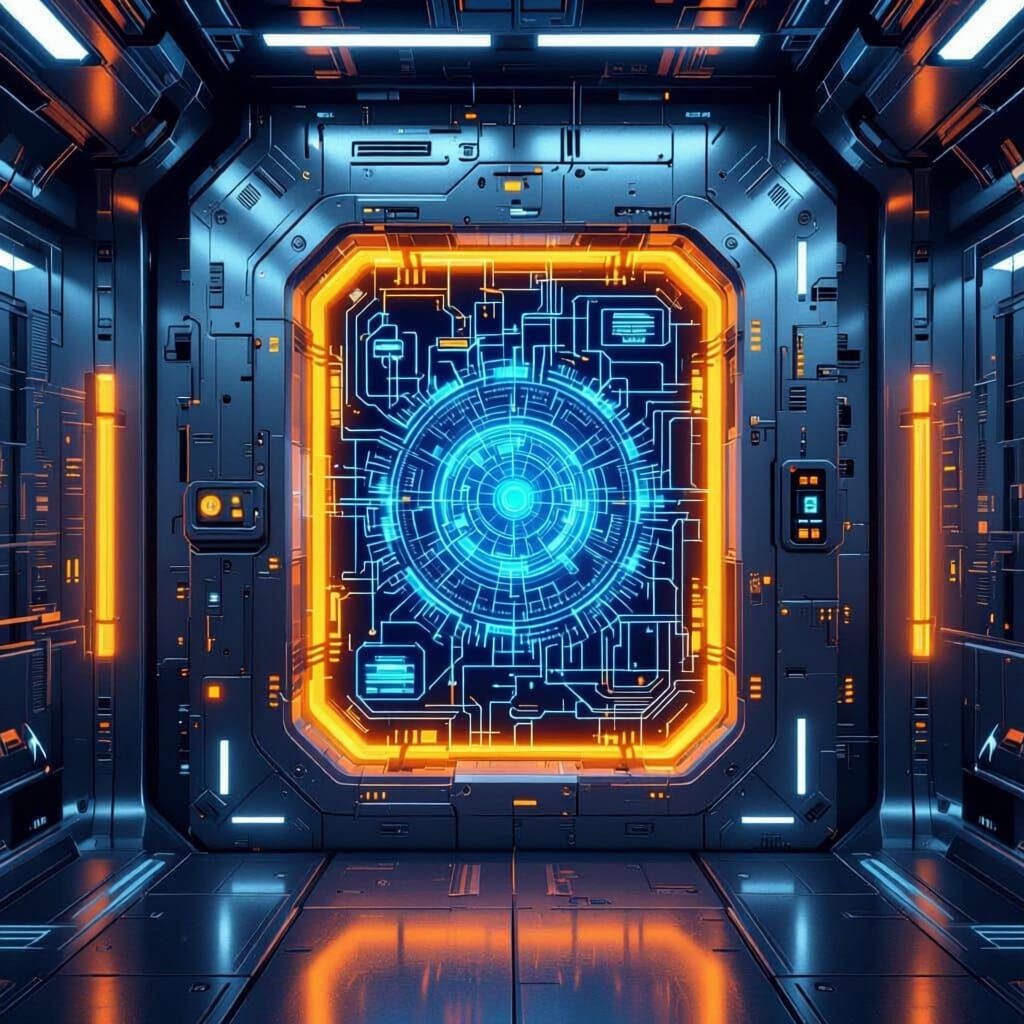 Futuristic Lift Control Station Homepage Concept Art