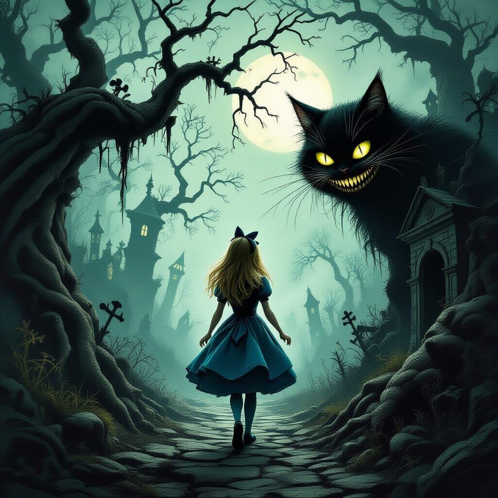 Nightmarish Alice in Dark Fantasy Labyrinth