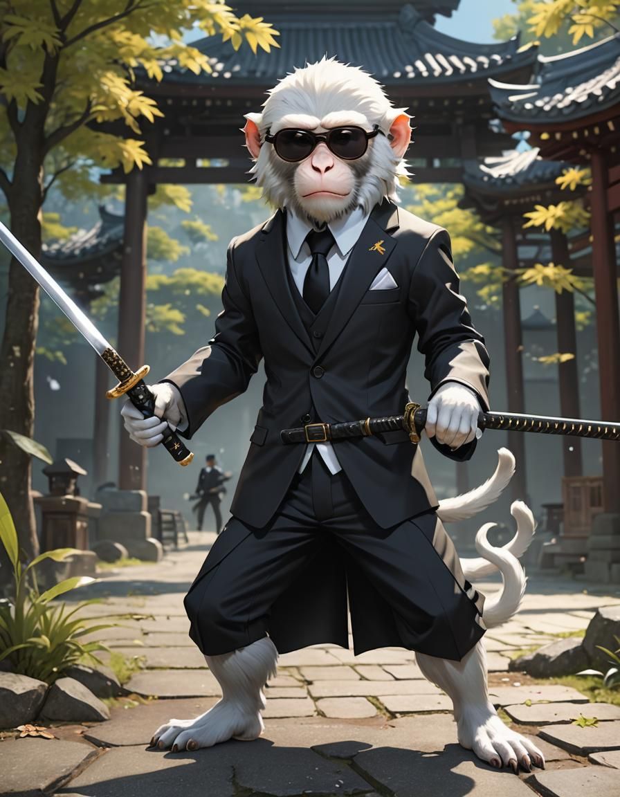 Monkey Samurai in Anime Style
