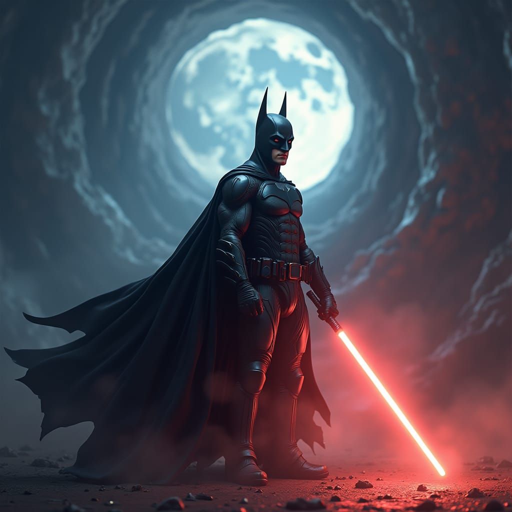 Batman as Jedi Knight in Fantasy Concept Art