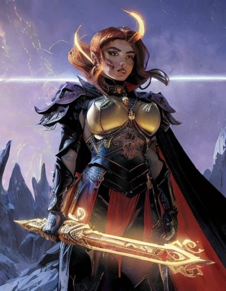 Epic Fantasy Warrior in Dark Armor