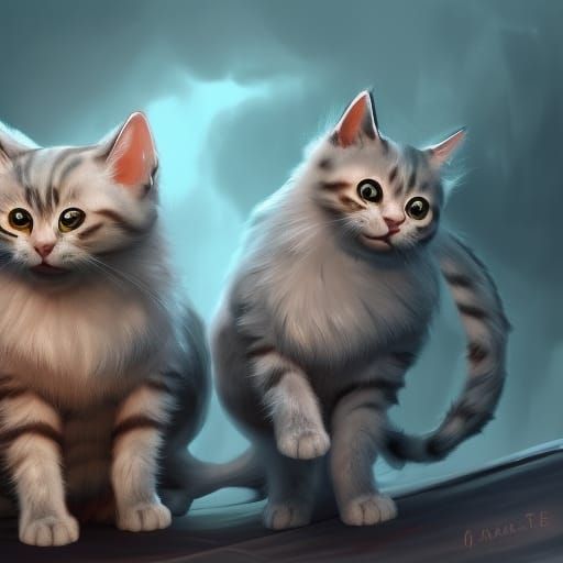 Fantastical Cute Cats in Detailed Digital Painting